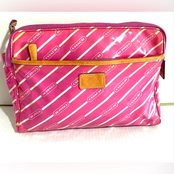 Coach logo vintage vinyl cosmetics bag - Picture 1 of 11